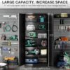 SISESOL Metal Storage Cabinet with 2 Doors and 6 Shelves,Black Metal Cabinet with Lock,71" Lockable Garage Storage Cabinet,Locking Storage Cabinet,Steel Cabinet for Home,Office,Garage,Shop,School