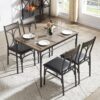 VECELO Kitchen Dining Room Table Set with 4 Chairs for Small Space, Apartment,Metal Steel Frame