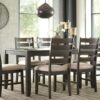 Signature Design by Ashley Rokane 20" Dining Room Table Set with 6 Upholstered Chairs, Brown