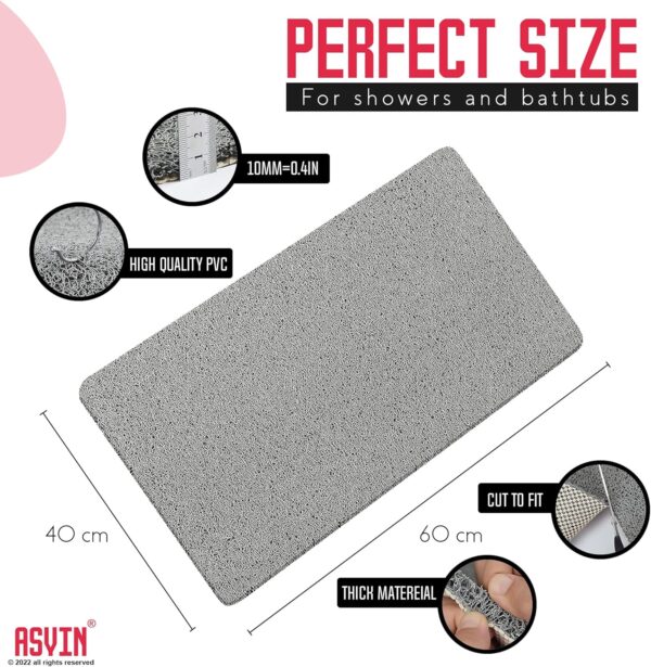 91QyNnyDXuL._AC_SL1500_.jpg Asvin Soft Textured Bath, Shower, Tub Mat, 24x16 Inch, Phthalate Free, Non Slip Comfort Bathtub Mats with Drain, PVC Loofah Bathroom Mats for Wet Areas, Quick Drying