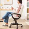 AmazonBasics Classic Puresoft PU-Padded Mid-Back Office Computer Desk Chair with Armrest - Cream
