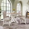 5 Piece Extendable Dining Table Set, Farmhouse Kitchen Table Set with 4 Upholstered Chairs, Solid Wood Table and Chairs Set for Kitchen, Dining Room, White