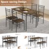 Dining Table Set for 4, 5-Piece Kitchen Table and Chairs, Rectangular Dining Room Table Set with 4 Chairs, Space-Saving Kitchen Table Set for Small Space,Dinette,Apartment,Retro Brown