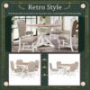 5 Piece Extendable Dining Table Set, Farmhouse Kitchen Table Set with 4 Upholstered Chairs, Solid Wood Table and Chairs Set for Kitchen, Dining Room, White