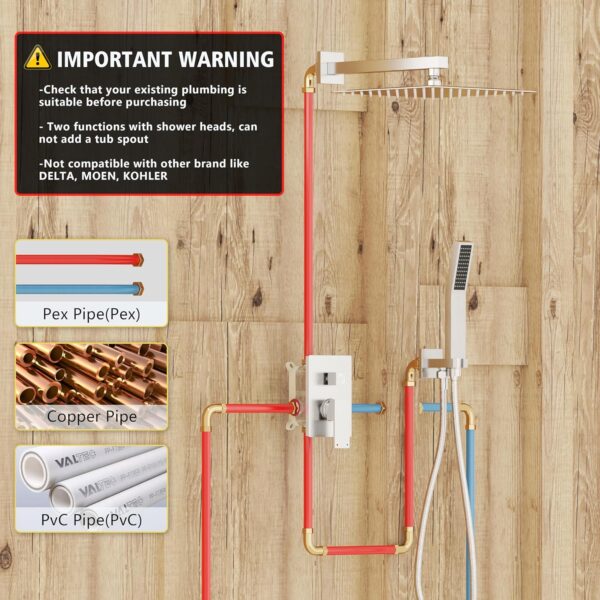 Brushed Nickel Shower System, Shower Faucet Set with 10-Inch Rain Shower Head and Handheld, Wall Mounted High-Pressure Shower Head Combo Set with Shower Valve and Shower Trim, Brushed Nickel