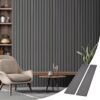 WVH Slatpanel Matte Gray Veneer – Acoustic 3D Textured Wood Panels for Walls & Ceilings | Decorative Panels for Homes, Offices & Studios | 2 x-94.49” x 12.8” | Veneer, MDF, Felt