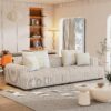 Merax Modern 103.9'' Comfy Couch with 4 Pillows, Corduroy Fabric Sofa for Living Room Bedroom Office Beige