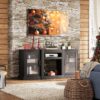 WLIVE Retro TV Stand for 65 inch TV, TV Console Cabinet with Storage, Open Shelves Entertainment Center for Living Room and Bedroom, Black