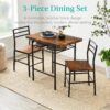 Best Choice Products 3-Piece Modern Dining Set, Space Saving Dinette for Kitchen, Dining Room, Small Space w/Steel Frame, Built-in Storage Rack - Brown