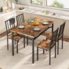 Kitchen Table Chairs Set of 4, Dining Table Set with Storage, Rectangular Table and Chairs Set for Small Spaces/Kitchen, 47'', Brown