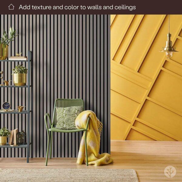 WVH Slatpanel Matte Gray Veneer – Acoustic 3D Textured Wood Panels for Walls & Ceilings | Decorative Panels for Homes, Offices & Studios | 2 x-94.49” x 12.8” | Veneer, MDF, Felt