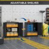 Metal Storage Cabinet-36” Tall Steel File Cabinets with Lockable Doors and Adjustable Shelves-Black Steel Storage Cabinet for Home, School, Office, Garage