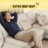 JUMMICO Sectional Couches for Living Room, U Shaped Couch with Chenille Fabric, 4 Seat Modern Sofa with Removable Pillows for Apartment and Small Space (Corduroy, Beige)