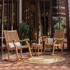 Cambridge Casual Mosko Teak Wood 3 Piece Patio Rocking Conversation Set