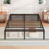 18 Inch Full Bed Frame - Sturdy Metal Platform Full Size, No Box Spring Needed, Heavy Duty, Easy Assembly, Strong Bearing Capacity, Under Bed Storage, Black