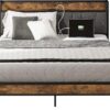 LIKIMIO Full Bed Frame, Storage Headboard with Charging Station, Solid and Stable, Noise Free, No Box Spring Needed, Easy Assembly
