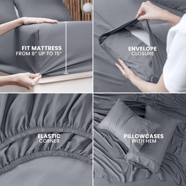 91zDMHjTJTL._AC_SL1500_.jpg Utopia Bedding Full Bed Sheets Set - 4 Piece Bedding - Brushed Microfiber - Shrinkage and Fade Resistant - Easy Care (Full, Grey)