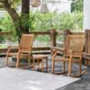 Cambridge Casual Mosko Teak Wood 3 Piece Patio Rocking Conversation Set