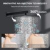 Shower Faucet Set Complete, Shower System Black with 12 inch Square Rainfall Shower Head 3-Function Handheld Shower Waterfall Bathtub Spout Rain Shower Combo Bathroom Wall Mounted fit All Valve Types