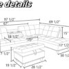 Leather Sectional Couch Sofa, Modern Nail-Head Design L Shaped Sectional Sofa for Living Room, 4 Seat L Couch with Cup Holder for Bedroom Apartment, Red