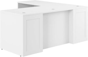 Bush Business Furniture Hampton Heights 72W x 30D Executive L-Shaped Desk in White, Large Computer Table for Home Office or Professional Workspace