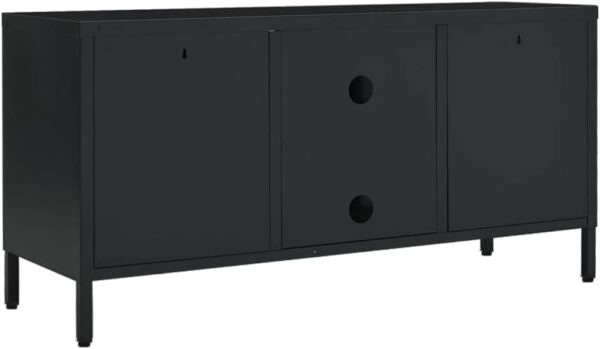 TV Stand Black 41.3"x13.8"x20.5" Steel and Glass,Modern TV Stand with Glass Doors and Adjustable Shelf for TVs up to 43 Inches Furniture for TV & Media, Entertainment Centers