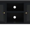 TV Stand Black 41.3"x13.8"x20.5" Steel and Glass,Modern TV Stand with Glass Doors and Adjustable Shelf for TVs up to 43 Inches Furniture for TV & Media, Entertainment Centers