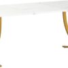 Tribesigns Executive Desk, 63” W x 31.5” D Large Office Desk, Modern Computer Desk Conference Table Meeting Room Table, Business Furniture for Home Office, White and Gold