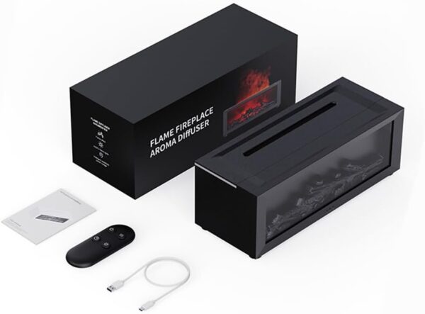 Fireplace Humidifier Diffuser, Mini Fireplace Diffusers for Essential Oils, 7 Colors Flame Diffuser with Remote, 150ml Bonfire Diffuser Cool Mist Humidifiers Aromatherapy Diffuser, Timer, Auto-Off