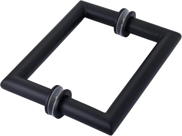 Shower Door Handle in Matte Black 6" Center to Center Mitered with Washers Back to Back, for Frameless Glass Shower Door, Stainless Steel, Easy to Install