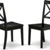 East West Furniture DLBO5-BLK-W 5 Piece Dinette Set for 4 Includes a Round Dining Room Table with Dropleaf and 4 Kitchen Dining Chairs, 42x42 Inch, Black