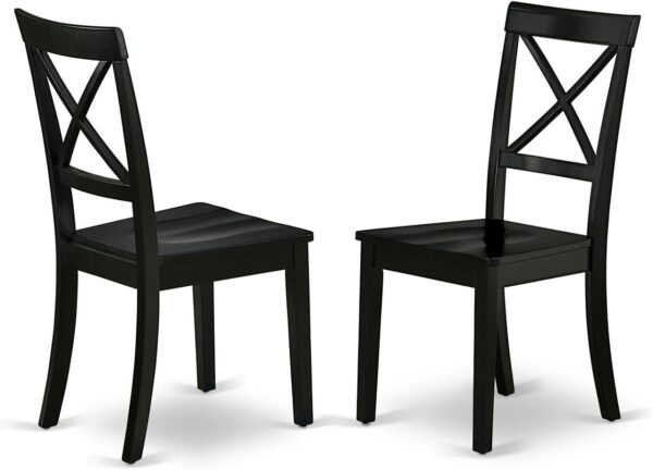 East West Furniture DLBO5-BLK-W 5 Piece Dinette Set for 4 Includes a Round Dining Room Table with Dropleaf and 4 Kitchen Dining Chairs, 42x42 Inch, Black