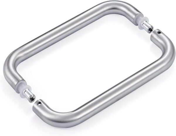 Ranbo Modern 8" C-Shaped Frameless Glass Shower Door Pull Handle, Brushed Nickel, Fits 8-12mm Glass & 35-55mm Wooden Doors