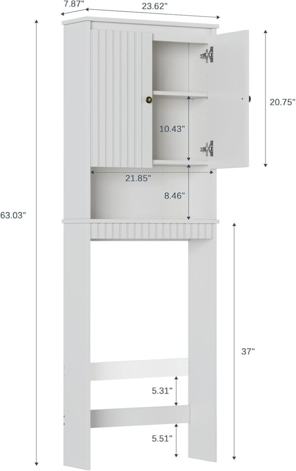 Over The Toilet Storage Cabinet, Over Toilet Storage with Fluted Door, Over The Toilet Storage Bathroom Organizer, Bathroom Shelf Over Toilet, Behind The Toilet Storage Cabinet Organizer, White