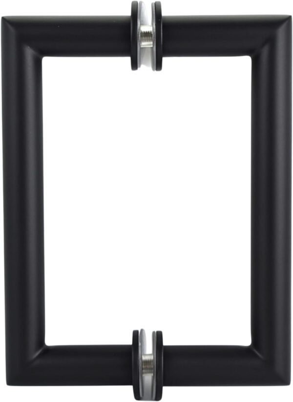 Shower Door Handle in Matte Black 6" Center to Center Mitered with Washers Back to Back, for Frameless Glass Shower Door, Stainless Steel, Easy to Install