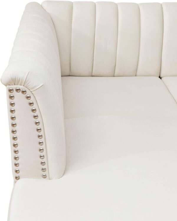 NicBex Sectional Couch 2 Pieces Sofa with Right Chaise Flannel L Shaped Cloud Couch for Living Room Furniture Sets Frame, Modular Sofa for Living Room & Apartment, Cream