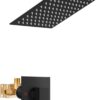 Airuida Shower Faucet Set Bathroom Rain Shower System SUS304 Stainless Steel Single Handle With Male Threads Rough-in Valve Shower Trim Kit 8 Inch Wall Mount Shower Head Matte Black