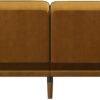 Novogratz Tallulah 83 Inch Futon Sofa Bed in Velvet Fabric, Upholstered Couch Sleeper with Memory Foam and Tufted Back, Mid-Century Modern, Mustard