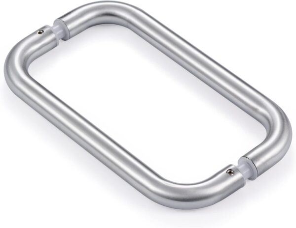 Ranbo Modern 8" C-Shaped Frameless Glass Shower Door Pull Handle, Brushed Nickel, Fits 8-12mm Glass & 35-55mm Wooden Doors