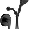 Single-Handle Shower Faucet Set Shower Kit with Valve Shower Trim Kit with 10 Spray Handheld Shower Head System Shower Valve and Trim Kit Matte Black Shower Fixtures