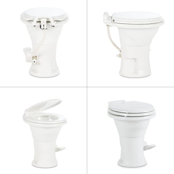 Dometic 310 Standard Toilet - White, Oblong Shape, Lightweight and Efficient with Pressure-Enhanced PowerFlush and Slow Close Seat Cover - Perfect for Modern RVs