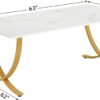 Tribesigns Executive Desk, 63” W x 31.5” D Large Office Desk, Modern Computer Desk Conference Table Meeting Room Table, Business Furniture for Home Office, White and Gold