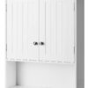 Tangkula Bathroom Wall Cabinet, Wooden Hanging Storage Cabinet with Doors & Shelves, Multipurpose Storage Cabinet for Bathroom Kitchen Living Room, Wall Mounted Bathroom Medicine Cabinet