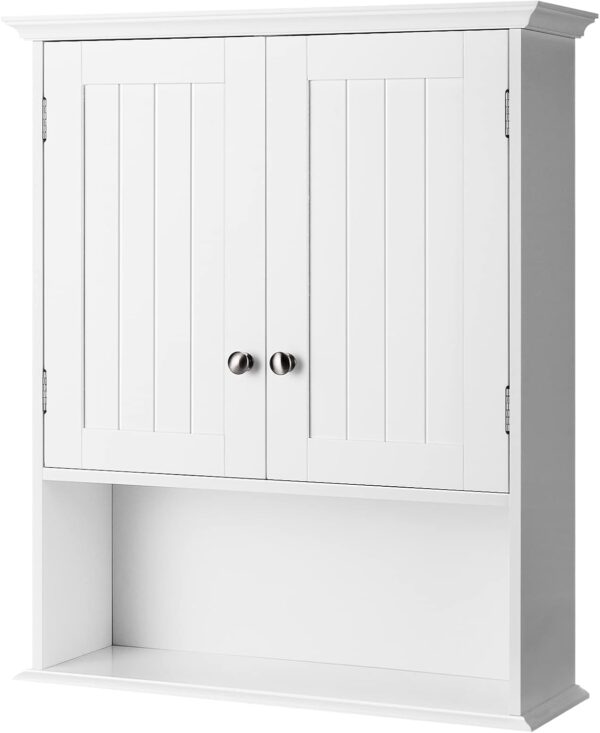 Tangkula Bathroom Wall Cabinet, Wooden Hanging Storage Cabinet with Doors & Shelves, Multipurpose Storage Cabinet for Bathroom Kitchen Living Room, Wall Mounted Bathroom Medicine Cabinet