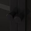 Metal Wall Cabinet with 4 Semi-Arch Glass Doors, 47.25" Wide Wall Mounted Storage Cabinet with Open Shelf, Modern Medicine Cabinet for Kitchen Bathroom Living Room, Black