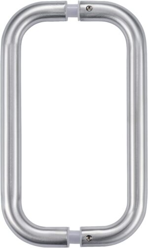 Ranbo Modern 8" C-Shaped Frameless Glass Shower Door Pull Handle, Brushed Nickel, Fits 8-12mm Glass & 35-55mm Wooden Doors