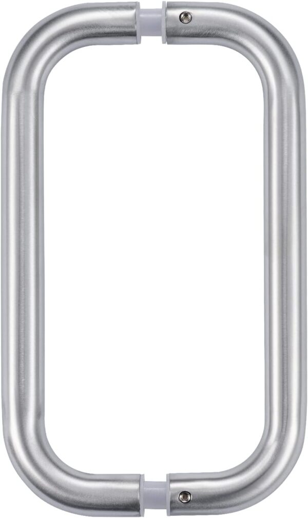 Ranbo Modern 8" C-Shaped Frameless Glass Shower Door Pull Handle, Brushed Nickel, Fits 8-12mm Glass & 35-55mm Wooden Doors