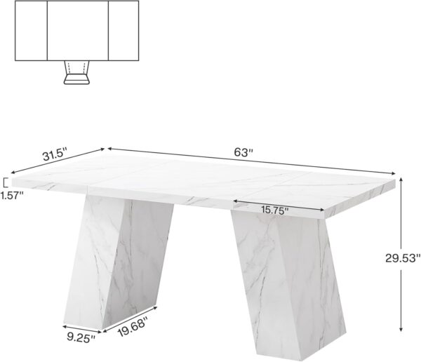 Tribesigns Modern Executive Desk, 63" Wooden Faux Marble Computer Desk with Base for Writing, White Large Simple Rectangular Workstation for Office, Conference, Meeting Room, Business Furniture & Home