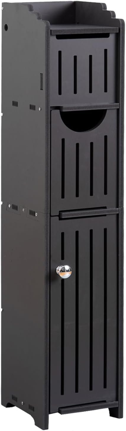 AOJEZOR Small Bathroom Storage Cabinet - Toilet Paper Cabinet Fit for Mega Roll, Matte Black