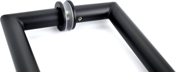 Shower Door Handle in Matte Black 6" Center to Center Mitered with Washers Back to Back, for Frameless Glass Shower Door, Stainless Steel, Easy to Install